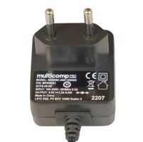 MP009253 - Euro Plug AC/DC Power Supply, 9V DC, 0.6A, 6W, 2.1mm DC Plug