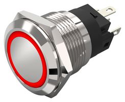 82-5151.1113 - Vandal Resistant Push Button Switch, SPDT, Momentary, 12V DC, Red, 19mm