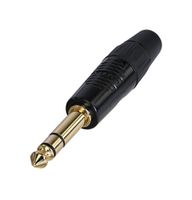 RP3C-B - 6.35mm 1/4" Stereo Jack Plug, Black, Gold Contacts