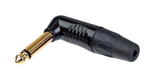 RP2RC-B - 6.35mm 1/4" Mono Jack Plug, 90 Degree,  Black, Gold Contatcs