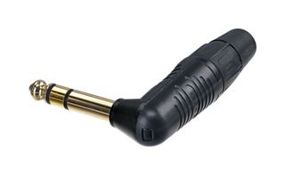 RP3RC-B - 6.35mm 1/4" Stereo Jack Plug, 90 Degree,  Black, Gold Contatcs
