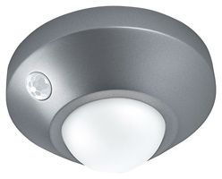4058075270855 - 1.7W NightLux Battery Ceiling Light with PIR Sensor, 4000K, Cool White, 105lm, Silver, IP20