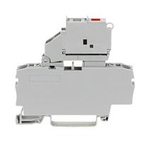 2002-1611/1000-541 - 2 Conductor 35mm DIN Rail Mount Fuse Terminal Block, Push In Cage Clamp, 12AWG to 22AWG, 250V, 6.3A