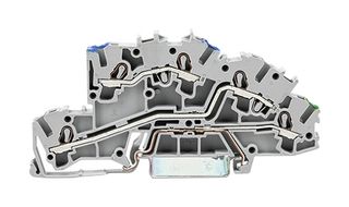 2003-7646 - 5 Conductor Multi Level Installation Terminal Block with Operating Slots and Push In Cage Clamp, 22AWG to 12AWG, 400V, 32A, Grey