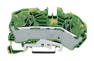 2016-7607 - 2 Conduct Ground Terminal Block, Push In Cage Clamp, 20AWG to 4AWG, Green