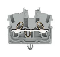 2050-311 - 2 Wire DIN Rail Terminal Block, Push In Cage Clamp, 24AWG to 16AWG, 500V, 13.5A, Grey