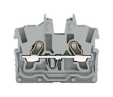 2050-321 - 2 Conductor Miniature Through Terminal Block with Centre Marking, Push In Cage Clamp, 24AWG to 16AWG, 500V, 13.5A, Grey