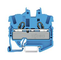 2052-1204 - 2 Wire DIN Rail Terminal Block, Push In Cage Clamp, 24AWG to 12AWG, 800V, 24A, Blue