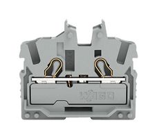 2052-301 - 2 Conductor Miniature Through Terminal Block with Operating Slots, Flange Mount, Push In Cage Clamp, 22 AWG to 12AWG, 800V, 24A,