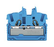 2052-324 - 2 Miniature Through Terminal Block with Operating Slots, Push In Cage Clamp, 22AWG to 12AWG, 800V, 24A, Blue