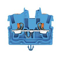 2250-314 - 2 Conductor Miniature Through Terminal Block, Snap-In Mounting Foot, Push In Cage Clamp, 500V, 13.5A, 24AWG to 16AWG, Blue