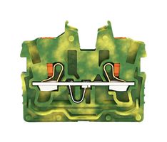 2250-327 - 2 Conductor Miniature Through Terminal Block, Push Button, Push In Cage Clamp, 24AWG to 16AWG, Green
