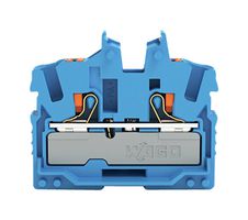 2252-304 - 2 Conductor Minaiture Through DIN Rail Terminal Block, Push Button, Push In Cage Clamp, Mounting Flange Side 800V, 24A, 22 AWG t