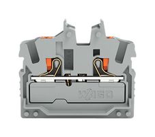 2252-321 - 2 Conductor Minaiture Through Terminal Block, Push In Cage Clamp, 800V, 24A, 22 AWG to 12 AWG, Grey