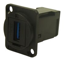 CP30255 - USB 3.0 Type A Socket to USB 3.0 Type A Right Angle Socket Feedthrough Connector, Black Plastic Frame, CSK Holes