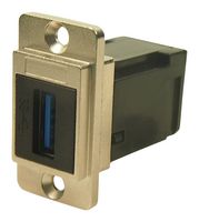 CP30755M - Dual Slim USB 3.0 Type A Socket to USB 3.0 Type A Right Angle Socket Feedthrough Connector, Nickel Frame, CSK Holes