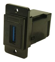 CP30755MB3 - Dual Slim USB 3.0 Type A Socket to USB 3.0 Type A Right Angle Socket Feedthrough Connector, Black, Metal Frame, M3 Holes