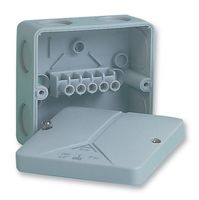 802-407 - IP65 Abox 025 Polystyrene 8 Entry Junction Box Enclosure with Terminal Block - 80x80x52mm