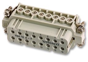 0920 016 2812 - Heavy Duty Connector, 16+PE Signal, Han A, Insert, 17 Contacts, 16A, Socket, Screw Socket