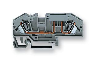 282-696 - 2 Conductor Fuse Terminal Block, 35mm DIN Rail, Cage Clamp, 24 AWG to 10 AWG, 800V, 30A