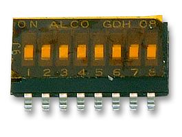 GDH08S04 - DIP / SIP Switch, 8 Circuits, Slide, SMD /  Surface Mount, SPST, 24 VDC, 25 mA