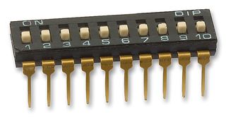 MCNDI-10S - DIP Switch, Low Profile, Slide Actuator, 10-Pole SPST, Raised