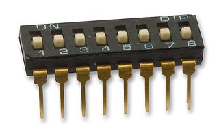 MCNDI-08S - DIP Switch, Low Profile, Slide Actuator, 8-Pole SPST, Raised