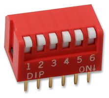MCNDP-06V - DIP Switch, 6-Pole, SPST-NO, 24V DC, Piano Key