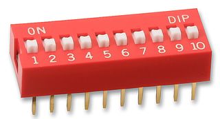 MCNDS-10V - DIP Switch, 10-Pole, SPST-NO, Slide Actuation, 24VDC, Raised