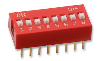 MCNDS-08V - DIP Switch, 8-Pole, SPST-NO, Slide Actuation, 24VDC, Raised