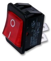 C1353ABNAC - Rocker Switch, DPST, Illuminated Red, I/O