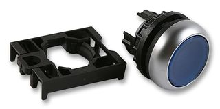 M22-DRL-B+M22-A - Switch, Pushbutton, Latching, Illuminated, Prog, Blue