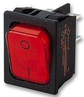 1835.3112 - Rocker Switch, DPST, On-Off, 20A, 250V, Red Illumination, Panel Mount