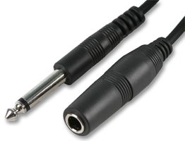 PSG00043 - 6.35mm (1/4") Mono Jack Plug to Socket Lead, 6m Black