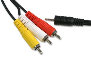 PSG00501 - 2.5mm 4 Pole Jack Plug to 3x Phono (RCA) Plug Lead, 3m Black