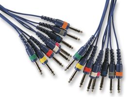 PSG01352 - 8 Way 6.35mm (1/4") Stereo Jack to Jack Loom, 1.5m Black