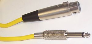G113F - 3 Pin XLR Socket to 6.35mm (1/4") Mono Jack Plug Lead, 6m Yellow