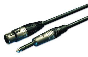 101-034F - 3 Pin XLR Socket to 6.35mm (1/4") Stereo Jack Plug Lead, 5m Black