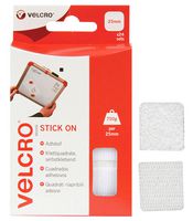 60235 - VELCRO® Brand Stick On White 25mm Self Adhesive Square Pads - Set of 24