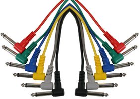 600MM PATCH LEADS - Right Angled 6.35mm (1/4") Mono Jack Plug to Right Angled Plug Leads, 600mm - 6 Pack
