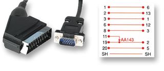 PSG00969 - SCART Male to 15 Pin VGA (D Sub) Male Lead, 1.5m Black