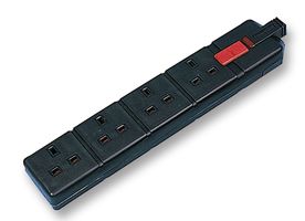 ELS13.4BLK - 4 Gang Heavy Duty Rubber Trailing Socket, Black