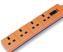 ELS13/4ORG - 4 Gang Heavy Duty Rubber Trailing Socket, Orange