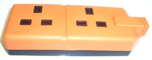 ELS13/2ORG - 2 Gang Heavy Duty Rubber Trailing Socket, Orange