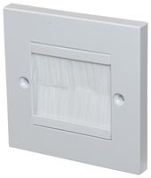 KP2BRWHWH - 1 Gang Euro Brush Faceplate, White Plate / White Brush