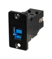 KCUAB3BPM - Reversible USB-A Female to USB-B Female Keystone Coupler with Low Profile Mount, Black