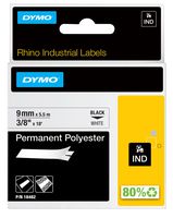 18482 - Permanent Polyester Label Tape - 9mm x 5.5m Black on White