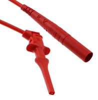 6248-12-2. - Minigrabber Test Clip to Sheathed Banana Plug Lead, 300V DC, 5A, 305mm, Red