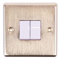6172/BZ - Decorative Plate Switch, 2 Gang, 2 Way, 10AX, Bronze