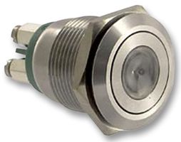 MPI001/TERM/D4 - Flush Vandal Resistant Switch, SPST-NO, Momentary, Red/Blue Dot LED, 19.2mm, 24V DC, 50mA, Screw Terminals
